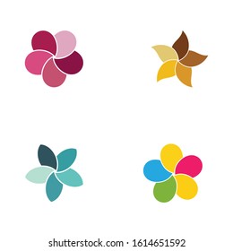 Set of Beauty plumeria icon flowers design illustration Template