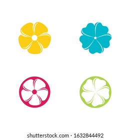 Set Of Beauty plumeria icon flowers design illustration Template