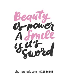Set of beauty quotes.  Hand lettering and custom typography for your design