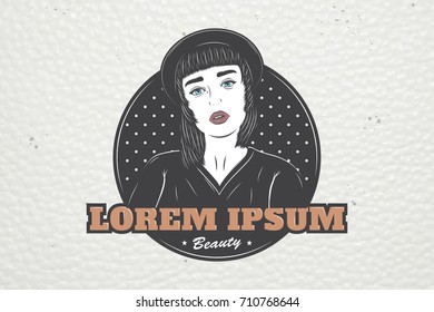 Set Beauty Salon and Fashion Show. Typographic labels, stickers, logos and badges. Flat vector illustration