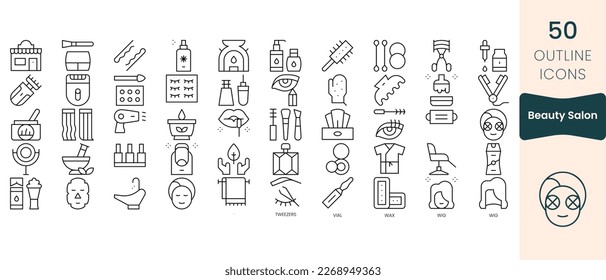 Set of beauty salon icons. Thin linear style icons Pack. Vector Illustration