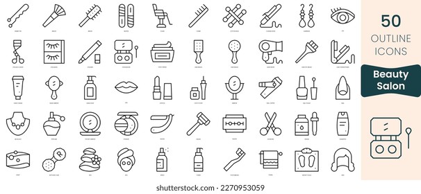 Set of beauty salon icons. Thin linear style icons Pack. Vector Illustration