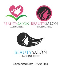 set of beauty salon logo with text space for your slogan / tagline, vector illustration