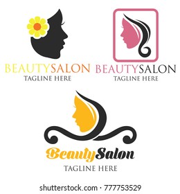 set of beauty salon logo with text space for your slogan / tagline, vector illustration