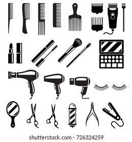 Set of beauty salon tools. Vector illustrations.