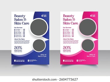 set of Beauty salon vertical editable print flyer or poster template, beauty spa, yoga, meditation, cosmetic sale, skin treatment leaflet, brochure cover design bundle