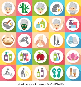 set of beauty spa icons