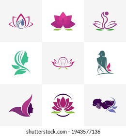 Set of Beauty Spa logo design vector illustration, Creative Spa logo design concept template, symbols icons