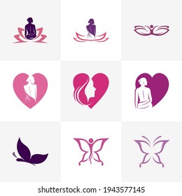 Set of Beauty Spa logo design vector illustration, Creative Spa logo design concept template, symbols icons