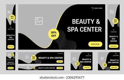 Set of beauty and spa web banner template for social media posts, speacial offer banner, editable vector eps 10 file format