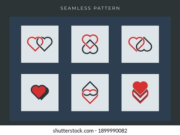 Set of beauty symbol. Heart monogram logo for clinic, hospital, healthcare, romance, couple, dating. Eps 10 vector 
