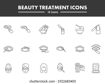 Set Of Beauty Treatment Icons In Linear Style.