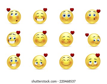 Set beauty valentine emoticons in love