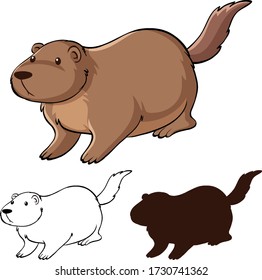 Set of beaver cartoon illustration