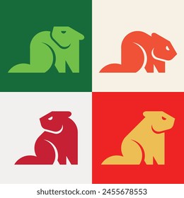 Set of Beaver logo. Icon design. Template elements