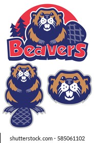 set of beaver mascot