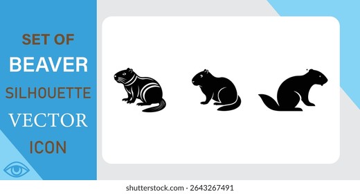 Conjunto de gráficos de ilustração de ícone de vetor de silhueta de castor