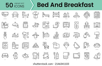 Juego de iconos de bed and breakfast. Conjunto de iconos de estilo de arte de línea. ilustración vectorial