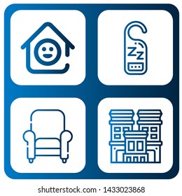 Set of bed icons such as Laugh room, Do not disturb, Armchair, Hotel , bed