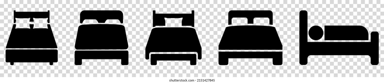 Juego de iconos de cama. Ilustración del vector aislada en fondo transparente