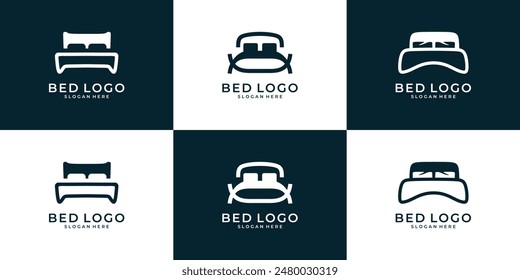 Conjunto de inspiración de diseño de logotipo de cama.