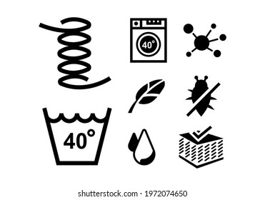 set of bed and mattresses icons vector