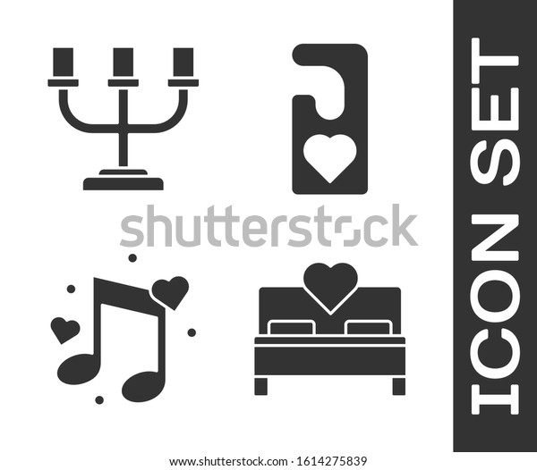Set Bedroom Candlestick Music Note Tone Stock Vector (Royalty Free