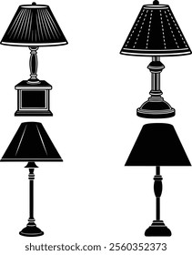 Set of Bedside lamp silhouette vector illustration