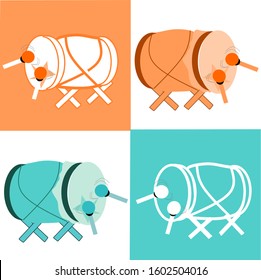 Set of Bedug or drum mosque vector illustration Islamic background Ramadan Kareem Eid Al Fitri. Ramadan Drum flat design vector illustration, Eid Mubarak. Bedug, (indonesia traditional drum) and stick