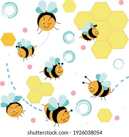 Set of bee, honey.Bee wasp honey in flat style. Vector illustration icon. Cartoon beekeeping vector illustration on white background.