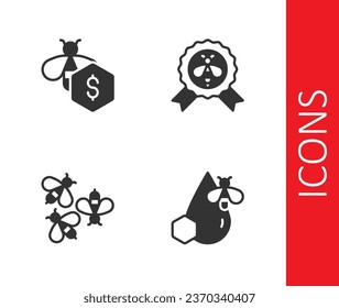 Set Bee and honeycomb, Sale of bees, Bees and Best icon. Vector