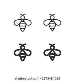 set of bee icon isolated on white