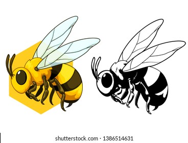 Set of Bee insect cartoon for decoration.