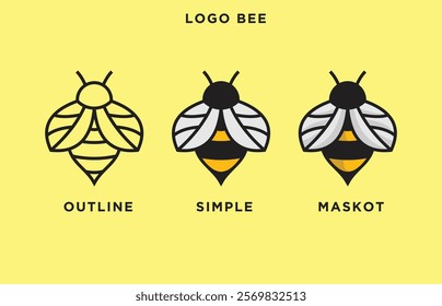 set of bee logo design inspiration. vector collection, colorful, modern concept for brand