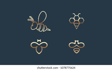 Set of Bee Logo Template vector illustration design