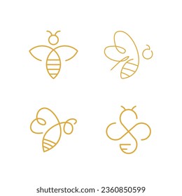 Set Bee Logo Template vector icon illustration design