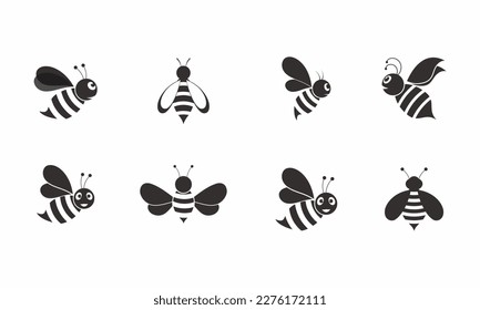set of bee logo vector illustration