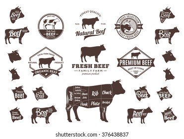Set of beef logo. Beef cuts diagram