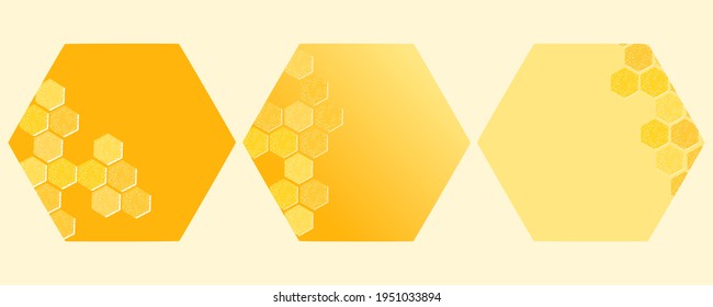 Set of beehive honeycomb with hexagon signs isolated on yellow background vector illustration.