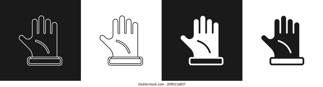 Establece el icono del guante del Beekeeper aislado en el fondo blanco y negro.  Vector