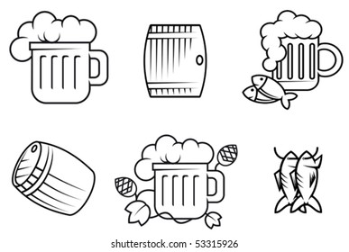 Set of beer and alcohol symbols or logo template. Jpeg version also available in gallery