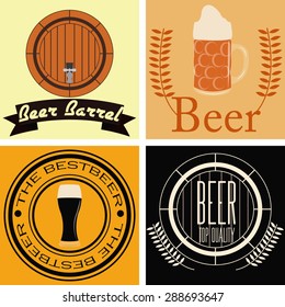 Set of beer backgrounds with different elements. Vector illustration