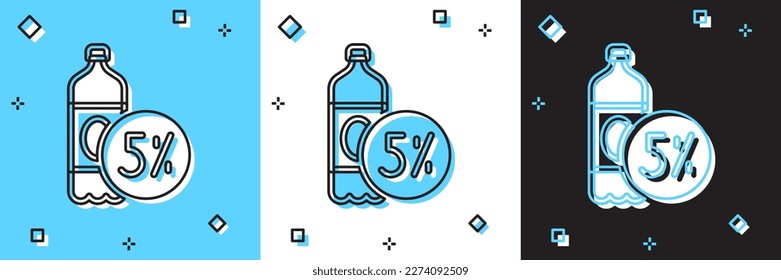 Set Beer bottle icon isolated on blue and white, black background.  Vector