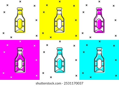 Conjunto de icono de botella de cerveza aislado sobre fondo de color.  Vector