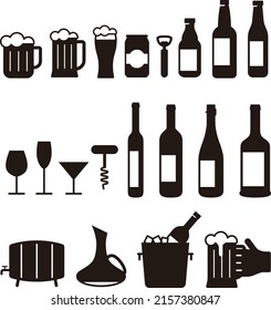 Set of beer and bottle icons