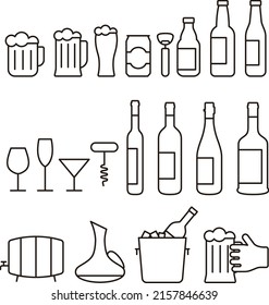Set of beer and bottle icons