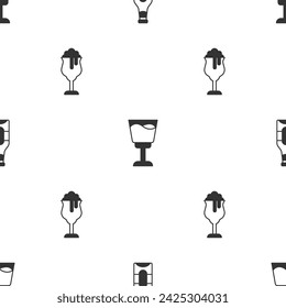 Set Beer bottle, Wine glass and Glass of beer on seamless pattern. Vector