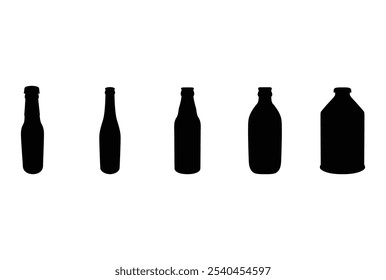 Set with beer bottles and glasses vector icons