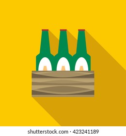 Set of beer bottles icon, flat style