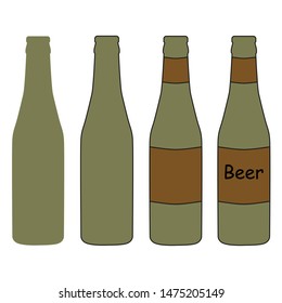 Set of beer bottles on a white background